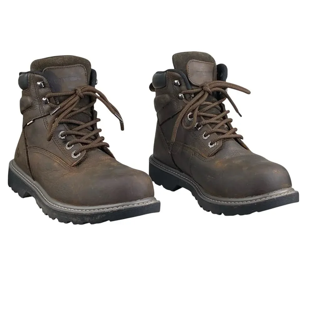 Wolverine Mens Floorhand Brown Leather Steel Toe Work Boot Size US 8